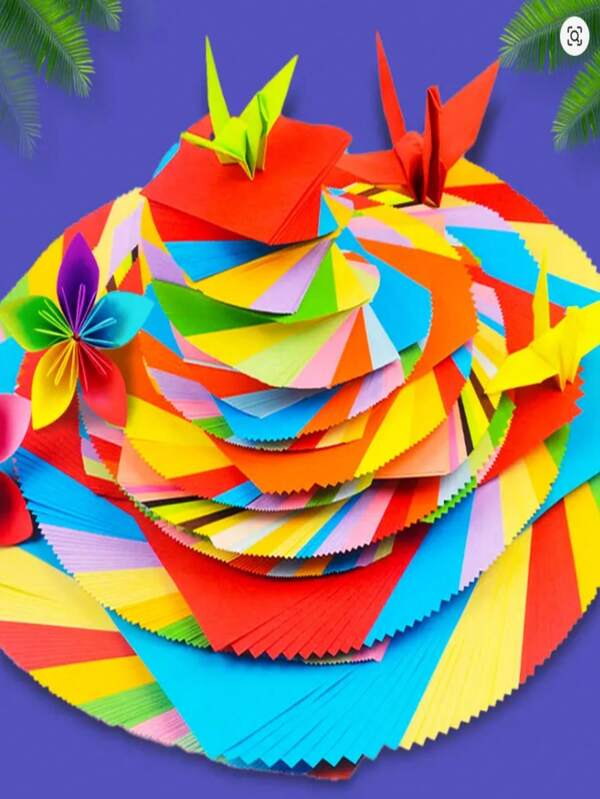 100pcs/Set Origami Mixed Set, DIY Supplies Colorful Handmade Paper, Creative Cutting Paper Craft Materials, 100pcs Abundant Handcraft Paper Set, 10 Different Colors, Suitable For Origami, Arts & Crafts, Office Supplies, Scrapbooking, Sewing, Paper Art Tools - Premium Paper Quality