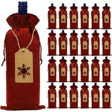 24 Piezas Bolsas de Regalo de Vino, Arpillera Reutilizable para Botellas, Navidad, Con Etiquetas y Cuerdas, Cordón - 1 - Ver 8