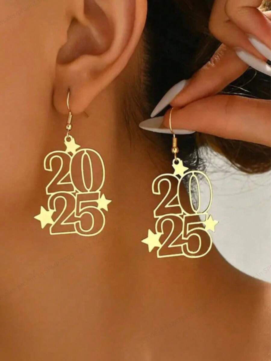 1 pereche cercei decorativi cu stele, design creativ la modă, stil Boho, 2025, cadou elegant de Anul Nou pentru femei, potriviți pentru purtare zilnică