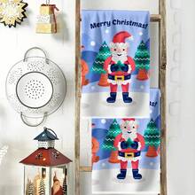2PCS Christmas Kitchen Towels Merry Christmas Santa Claus Tree Dish Towels, Aesthetic Design, Fine Workmanship, Highly Absorbent, Suitable For, Gym, Dining Room, Outdoor, Winter Decor Gift