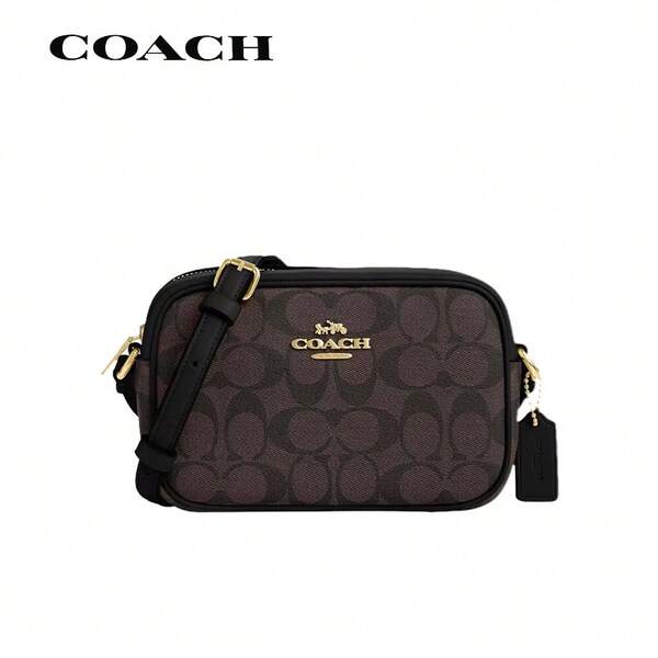 Coach COACH Damen-Kameratasche Jamie 21, klassisch, modisch, alte Blume, Goldetikett, Hardware, Schnalle, Reißverschluss, beschichtetes Canvas, Schulter-Umhängetasche