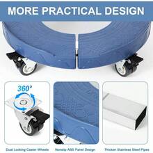 - Ruedas de basura ajustables de 15 a 19 pulgadas, rodillo redondo con 4 ruedas, carro de tambor resistente, 420 libras, carretilla de barril, soporte multifuncional para plantas - Azul + 1 - Ver 7