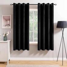 2 Panels Blackout Curtains Solid Soft Grommet Mustard Yellow Thermal Insulated Soundproof Room Darkening Curtains/Drapes/Panels Fall Living Room Bedroom 52 X 90 Inch - 黑色 - 查看 12