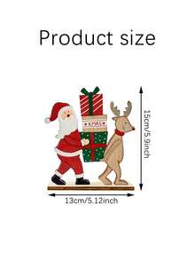 1 Set Wooden Of Table Desk Top Wooden Sign Designed With Santas And Elk,Rustic Ornaments For Xmas Home, Hotel, Shop, Bar, Market Decor Best Gifts Home Decor Christmas Decorations Room Decor Christmas Winter