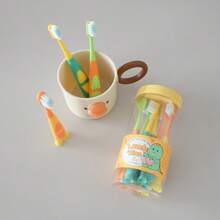 6 件儿童牙刷带吸盘和可爱动物设计，恐龙形状 - 柔软刷毛，健康牙龈 - 防滑牙刷，适合 3 岁以上男孩和女孩