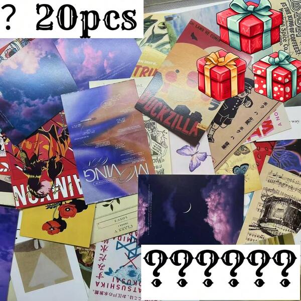 20 tarjetas de felicitación aleatorias y lindas para el dormitorio, la sala de estudio, pegatinas decorativas