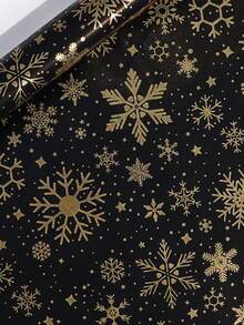 Christmas Foil Gift Wrapping Paper, Retro Black & Gold Deer, Snowflake, Christmas Tree Pattern, Gift Packaging Paper