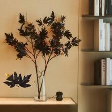 - Luces de rama negra de Halloween con hojas de arce, 120 luces de 32 pulgadas, funciona con pilas, para interiores, ramas artificiales iluminadas con temporizador, luces blancas y naranjas - Negro - - Ver 2