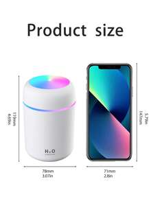 300毫升超声波香薰机，7色氛围灯，USB桌面冷雾加湿器，2种喷雾模式，便携式空气清新剂，适用于卧室、办公室、家庭（含6种精油） - 黑色 - View 10