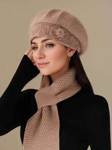 Set de 2 piezas Sombrero y bufanda de cuello versátil para mujer, cálido en invierno, adecuado para ejercicio, accesorio de invierno, regalo de San Valentín para madres de mediana edad y ancianas - Multicolor - Ver 21