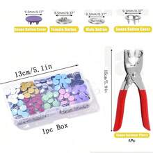 402pcs Colorful 5-Prong Snap Button Set, Stainless Steel Snap Fastener Kit With Pliers And Storage Box, Suitable For Sewing, DIY Crafts, Clothing, Hats, Bags, Includes Storage Box For Sewing Supplies