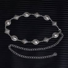 1pc Adjustable Metal Disc Waist Chain, Women Dress Accessory Waist Belt, Versatile For Sweater, Bohemian Style Slimming Waist Cincher