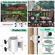 - Soporte para paraguas de cubierta de acero inoxidable, soporte para sombrilla para barandilla de cubierta, abrazadera de paraguas resistente para exteriores, color negro - Blanco - Ver 1