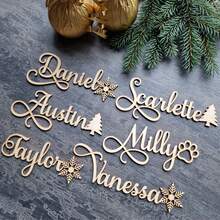 Christmas Place Cards, Christmas Tree, Christmas Stocking Tags, Merry Christmas Gift Tags, Personalized Christmas Decoration Tags, Wooden Claws - C-wooden Christmas Name Tags - View 6