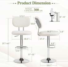 Adjustable Bar Stools Set Of 4, Modern Teddy Velvet Swivel Barstools With Curved Back, Stylish Armless Counter Height Bar Stools Bar Chairs For Kitchen Island, Bar, Grey,24313699 - 灰色 - 查看 2