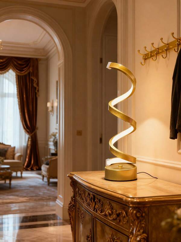 1pc Minimalist Spiral LED Desk Lamp, Adjustable Height, USB Powered, Warm & Soft Lighting, Suitable For Bedroom, Study Or Living Room, Space-Saving Design, Metal & Plastic Structure, Perfect Gift For Friends & Family, Modern Space-Saving Bedside Lamp