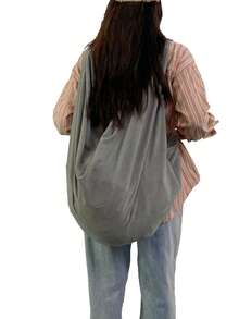 Large Capacity Solid Color Pattern Shoulder Bag, Japanese Minimalist Unprinted Style Tote Bag, Soft Corduroy Fabric Women's Crossbody Bag, Casual Practical Multipurpose Backpack Shopping Bag, Suitable For Work, Study, Travel, Unisex