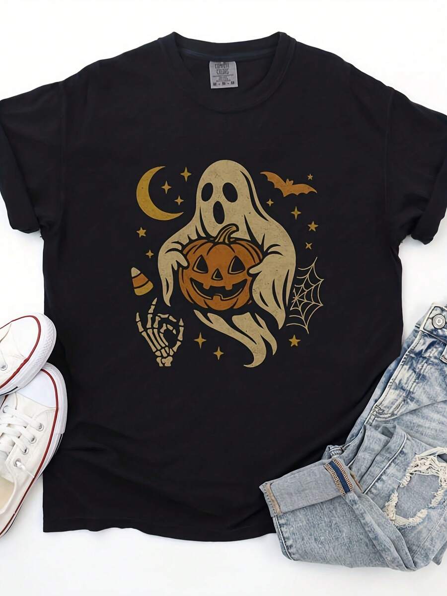 Vintage Halloween Ghost T-Shirt Spooky Season  Tee - Style 22 - View 1