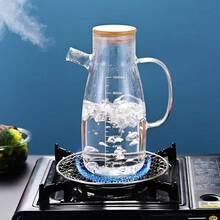 1 Large-Capacity High Borosilicate Glass Oil Bottle, Large-Capacity Household Kitchen Oil Bottle With Scale, Glass Oil Bottle, Glass Vinegar Bottle, With Measuring Device, Oil-Proof Overflow Device, Seasoning Bottle, Outdoor Barbecue Camping Picnic, Kitchen Supplies