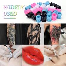 200pcs Disposable Pigment Ink Cups - Skull Design Permanent, Tattoo Container Cap And Accessory Kits Mixed Color - Mixed Color - View 7