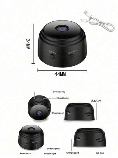 GENAI 1/2/ Home Security Camera 720P WiFi Nanny Cam Night Vision, Motion Detection, Indoor Outdoor Pet Monitoring Compact Discreet (Support 2.4GWIFl Only) view 9