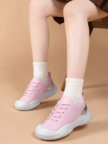 Cute Patchwork Comfortable Tennis Shoes, Casual Sports Shoes, Leisure Travel Shoes, Sweet Simple Student Shoes, Fashionable Outdoor Children Sports Shoes - Pink - View 3