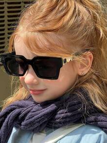 1 PC Teen's 14-16Y Pearl Accessories Black Fashion Glasses,Rectangle Frame Fake Glasses For Everyday Life Outfits, Holidays, Parties And Festive Gifts - Multicolor - View 2