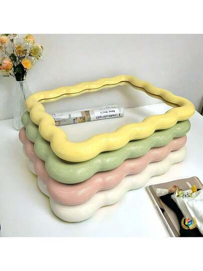 1pc Box Packaged High Definition Glass Wavy Makeup Spiegel Adjustable St Ideal Vanity, Beauty Enthusiasts, Tabletop Or Wand Mounted view 4