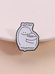 1pc Better Together Enamel Pin, Minimalist Cartoon Hugging Figure Brooch For Backpack, Lapel, Fashion Jewelry Suitable For Men And Women, Daily Wear, Gift For Friends