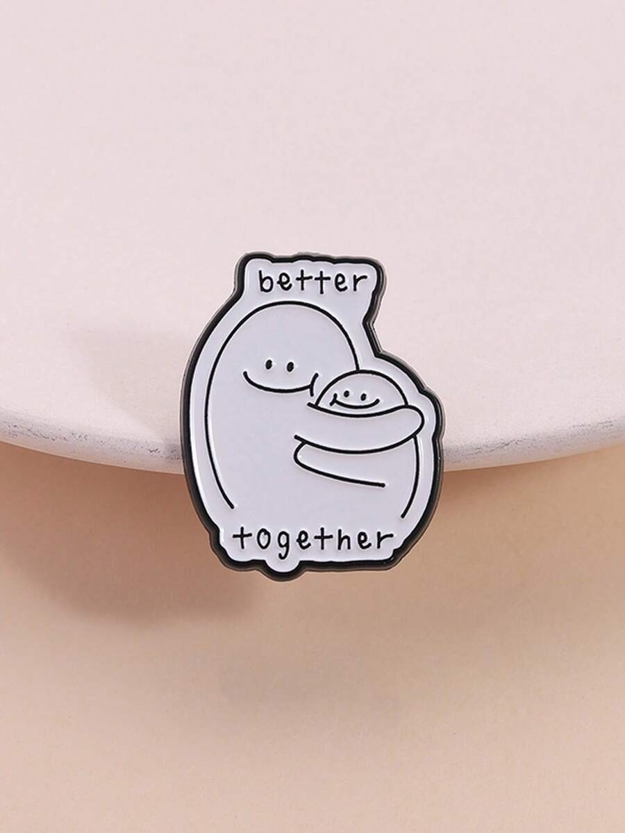 1pc Better Together Enamel Pin, Minimalist Cartoon Hugging Figure Brooch For Backpack, Lapel, Fashion Jewelry Suitable For Men And Women, Daily Wear, Gift For Friends