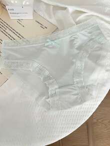 7pcs/Pack Women's Lace Trim Solid Color Seamless Briefs, Breathable & Comfortable, Mid-Waist