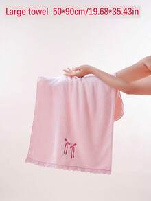 3/2/1件装珊瑚绒吸水刺绣蝴蝶结蕾丝超柔软纤维浴巾或手巾，时尚网红风格，居家、浴室、酒店、健身房、旅行、礼品、沙龙、运动、户外、海滩、学校、返校季、旅行配件、家居必备、毛巾、护肤 - 淺粉色 - 查看 17