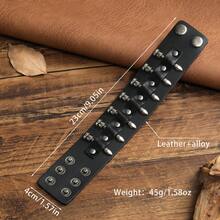 1 件哥特朋克宽袖口子弹手链，可调节手工黑色和棕色皮革腕带，适合男士 - 棕色 - 查看 5