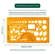模板测量尺圆形椭圆尺耐用K型树脂绘图设计家具建筑师模板绘图尺