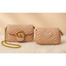 Women's Small Crossbody Bag With Chain Strap Party Bag - Apricot - View 2