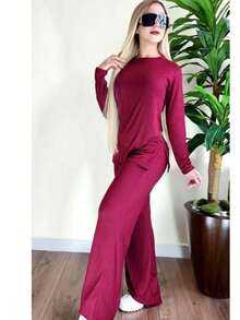 Women Two-Piece Outfits - Red Violet - View 2
