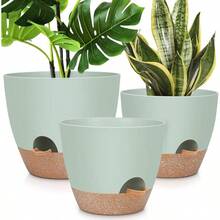 - Macetas grandes de 12 pulgadas, 10 pulgadas, 9 pulgadas, paquete de 3 macetas con mltiples agujeros de drenaje de malla para plantas y flores de jardn de interiores y exteriores. - Verde + 12+10+9 pulgadas - Ver 2