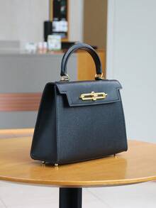 2025 高端时尚女士手提包，优雅小巧的棕榈纹理包，OL通勤多功能工作包，奢华立体迷你方包，女士单肩斜挎包 - 黑色 - 查看 3