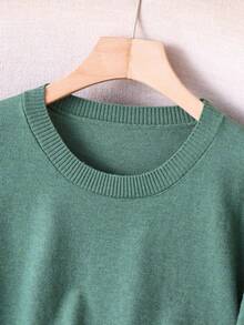 GIGOGOU 女士轻薄保暖休闲毛衣上衣，柔软舒适，简约时尚，秋冬服装 - 橄欖綠 - 查看 3