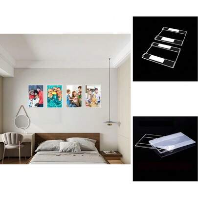 Set de 6 de Fotos Acrílicos Transparentes de 5X7 Pulgadas para Montaje en Pared - Ideal para Hogar, Escuela y Oficina