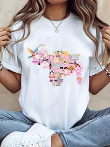 Summer Outfits For Women Vacation Outfits Women Spring Outfits For Women VenezuelaS Graphic T-Shirt, Plus Size Cotton Comfortable Short Sleeves, 220g - 白色 - 查看 1