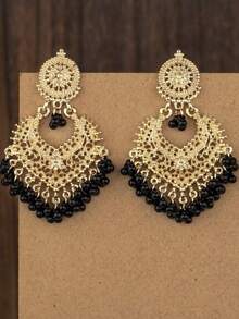 2 piezas Joyería con forma de corazón con campana, 1 par de aretes