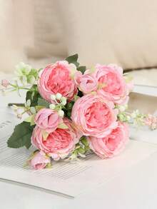 1Bunch 5-Head Peonies Artificial Flowers, Fake Flowers Pink Peonies Faux Flowers Vintage Artificial Silk Flower Peonies Bouquets Floral Arrangements Home Wedding Party Coffee Table Decor Home Decor Item, Romantic, Wall Decor, Holiday Decoration