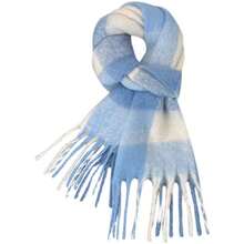 女士休闲户外大气百搭厚实保暖双面蓝白撞色围巾，秋冬