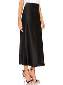 Women's 2025 Summer Satin Maxi Skirts High Waisted Spring Silk Casual A-Line Cocktail Party Long Skirt - Màu Hồng Tươi - Xem 11