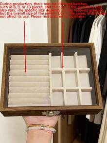 1 件大容量珠宝托盘，胡桃木纹天鹅绒珠宝盒，多层珠宝收纳盒，浴室收纳盒，珠宝容器