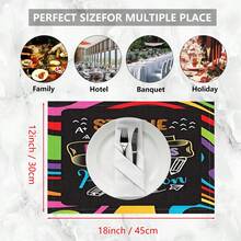 1 pieza/4 piezas/6 piezas Manteles individuales de lino con estampado de lemas inspiradores, adecuados para la mesa de comedor, decoración para todas las estaciones, manteles de mesa lavables modernos, decoración de habitaciones, posavasos, manteles de cocina y comedor, decoración de fiestas interiores y exteriores, decoración del hogar, regalo ideal - Multicolor - Ver 10
