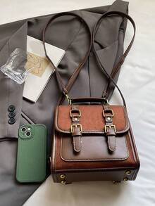 Tas Bahu Desain Niche Serbaguna Gaya Retro Kampus, Ransel Personalisasi Bertekstur Berkualitas Tinggi dengan Kapasitas Besar, Ransel Imitasi Suede yang Indah, Dilengkapi dengan Liontin Beruang Mewah, Cocok untuk Berbelanja, Bepergian, dan Kuliah - Coklat - View 12