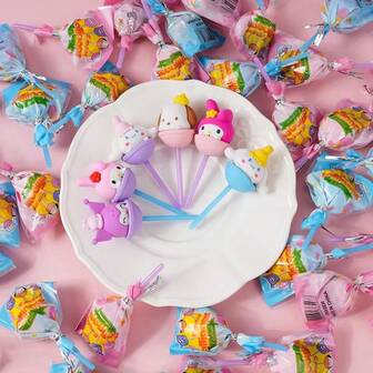  1/5/10/20pcs/Sanrio Series Lollipop Creative Eraser Blind Box Blind Bag 3D Detachable Assembly Cartoon Lollipop Eraser School Opening Student Children's Gift - Christmas Small Gift (Random Style Color)