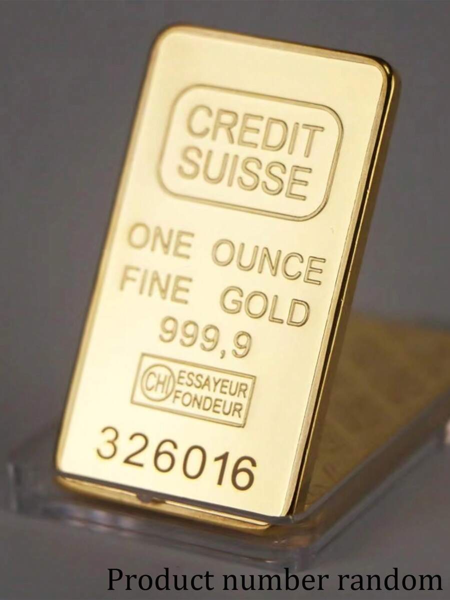 1oz Non-Magnetic Swiss Gold Bar, Plated Gold Ingot, Commemorative Coin, Unique Serial Number, Random Product ID